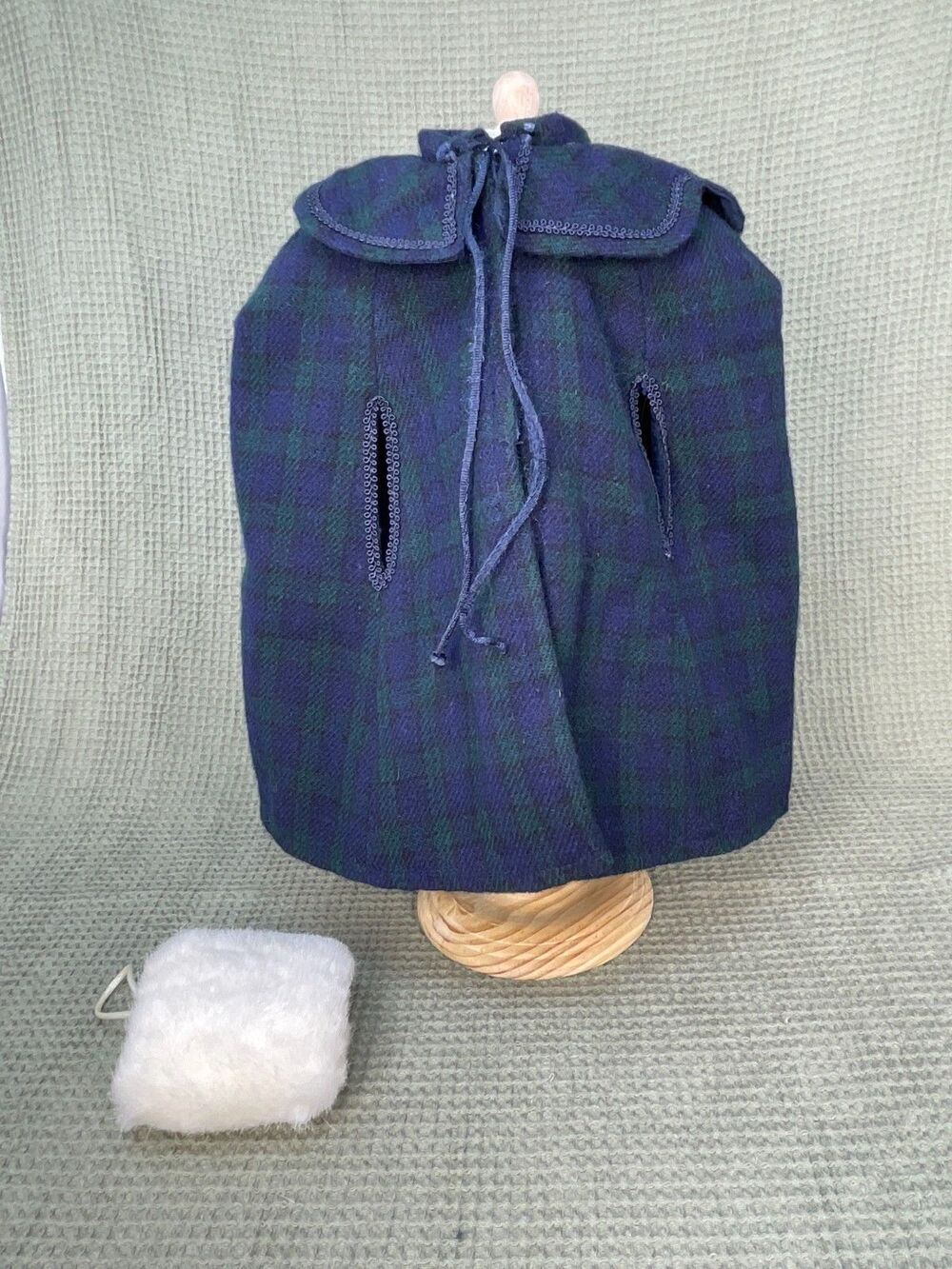 American Girl Doll Samantha Blue Plaid Cape 1992 Elegant Muff Pleasant Company